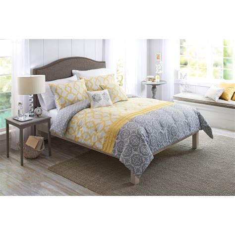 Better Homes And Gardens Full Medallion Yellow And Gray Comforter Set 5