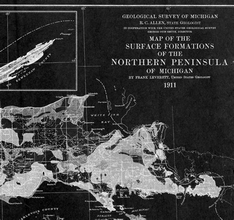 1911 Upper Peninsula Michigan Map Reprint Vintage Geological Etsy