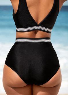 High Waisted Black Mesh Stitching Bikini Set Modlily USD 29 98