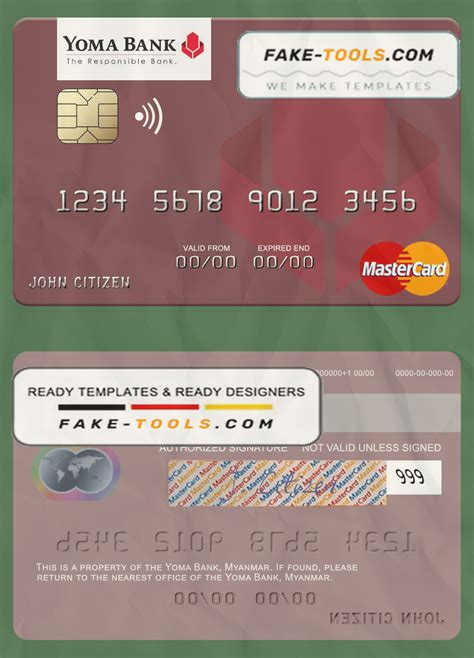 Myanmar Yoma Bank Limited Mastercard Fully Editable Template In Psd