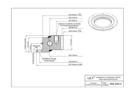 Rk6 33n1z Four Point Contact Ball Slewing Ring Bearing Kaydon