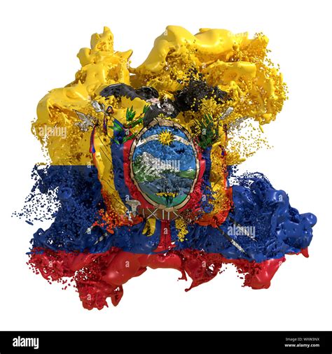 Representación 3d De Una Bandera Del País En Ecuador Un Líquido Fluido Aislado Sobre Fondo