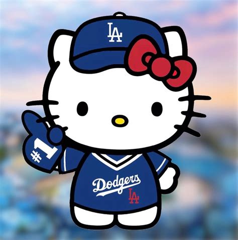 Hello Kitty Los Angeles Dodgers sticker. 4" H X 3" W | Katie’s Gift Shop