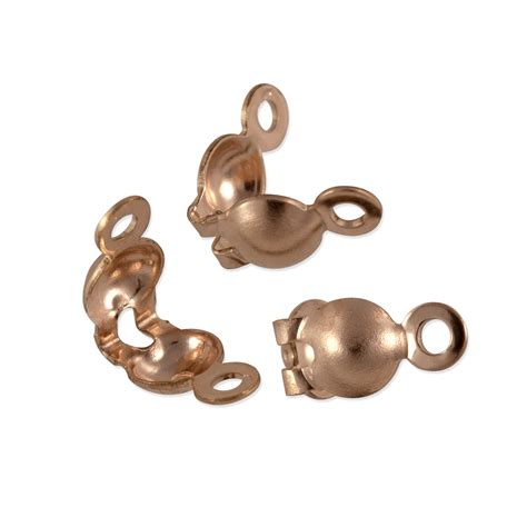 Double Loop Clamshell Bead Tip 35mm Rose Gold Filled 1 Pc