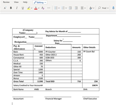 Salary Slip Format In Excel Pakistan - Printable Templates