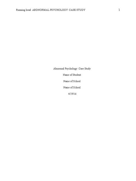 Abnormal Psychology Case Study1 Pdf Mental Disorder Abnormal