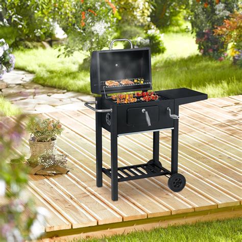 Relaxdays Houtskool Bbq Met Deksel Smoker Met Zijtafel Barbecue Op