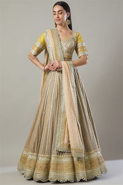 Multi Colored Embroidered Wedding Lehenga Set By Shikhar Sharma At