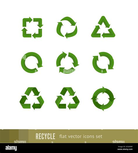 Jeu De Vecteur Vert Plat De Signes De Recyclage Icônes De Flèche