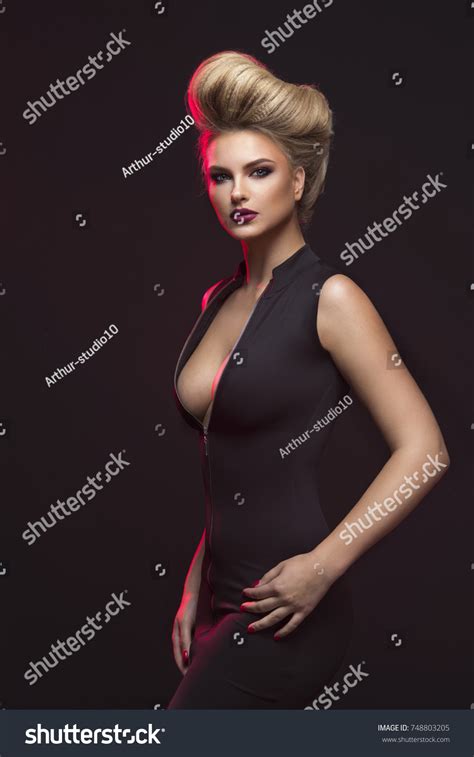 Sensual Beautiful Blonde Woman Posing Black Stock Photo Shutterstock