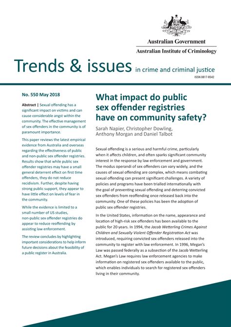 Pdf What Impact Do Public Sex Offender Registries Have On Community