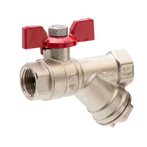 ARCO Ball Valve With Filter PN30 F F Thread Red Butterfly Handle Sena