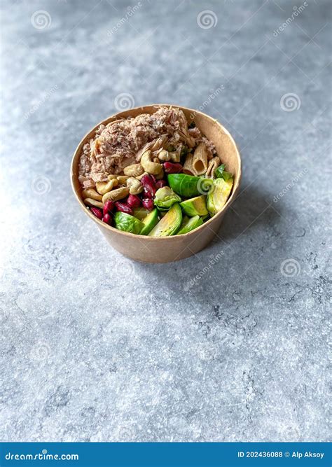 Healthy Food Bowl With Tuna Fish Brussel Sprouts Mexican Beans