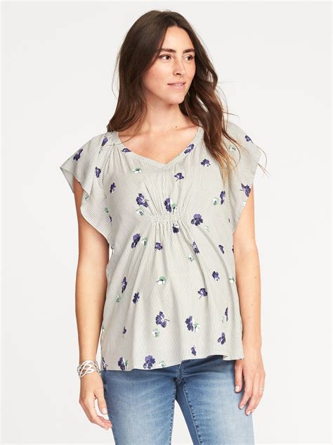 Maternity Floral Print Flutter Sleeve Blouse Old Navy