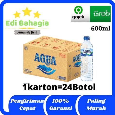 Jual Air Mineral Aqua Botol 600 Ml 1 Dus Shopee Indonesia