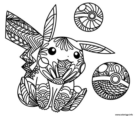 Coloriage Zen Pikachu Mandala Dessin Pokemon à imprimer