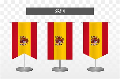 Realista vertical 3d vector ilustración escritorio banderas de españa