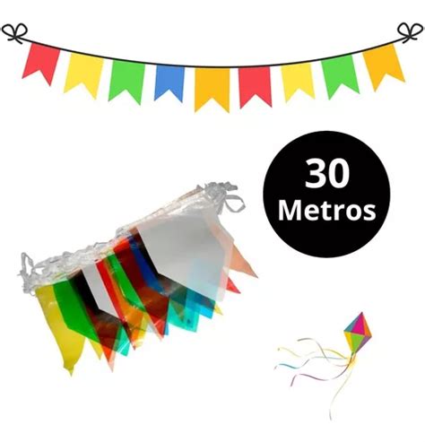 30 Metros De Bandeirinhas Festa Junina Papel Decoração MercadoLivre