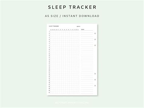 Sleep Tracker Printable Monthly Sleep Log Sleep Cycle Template