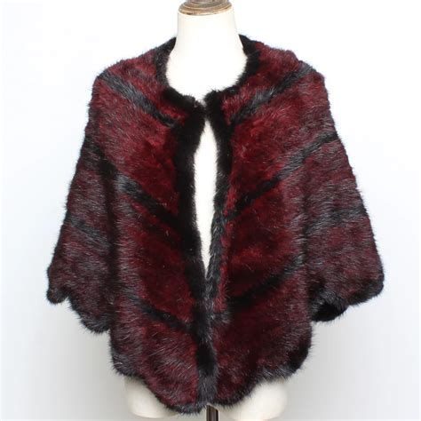 Shawl Winter Natural Mink Fur Real Fur Mink Coat Poncho Authentic