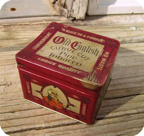 Old English Curve Cut Pipe Tobacco Tin Antique Tin