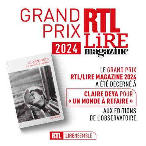 Rtl Le Grand Prix Rtl Lire Magazine Est D Cern Claire Deya