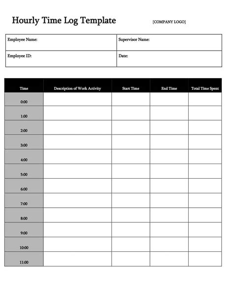 Daily Time Log Printable