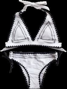 Embroidered Bowknot Bikini Set In White Xl Zaful