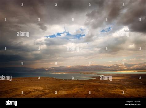 Dead sea view of ancient city Masada Stock Photo - Alamy