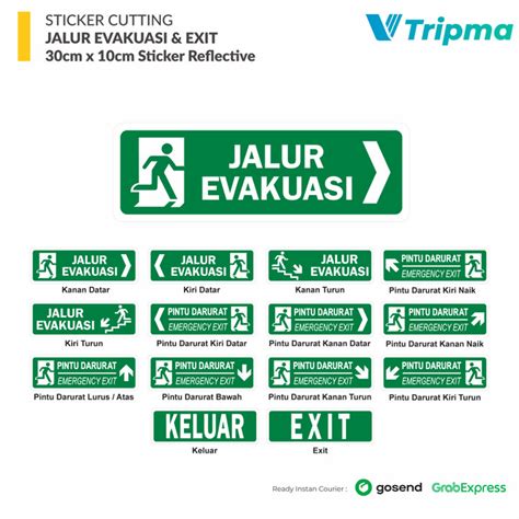 Promo Sticker Jalur Evakuasi Exit 30cm X 10cm Sticker Relfective