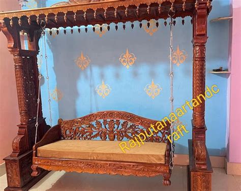 Handcrafted Wooden Jhula Swing Indoor Indian Sankheda Jhula Black