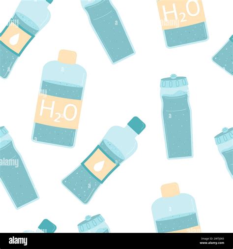 Water Bottles Seamless Pattern Fresh Clean Drinks Endless Background