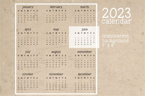 2023 Calendar Clip Art in Cute Typewriter Font SVG PNG - Etsy