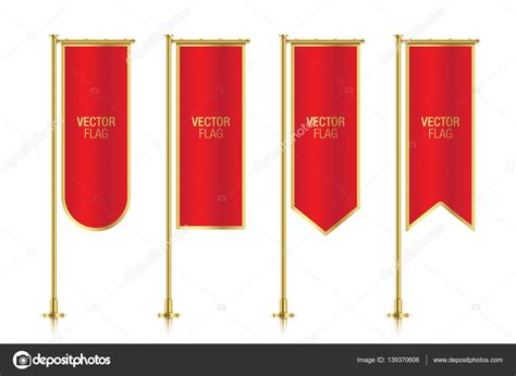 Red vertical banner flag vector templates — Stock Vector © topicha #139370606