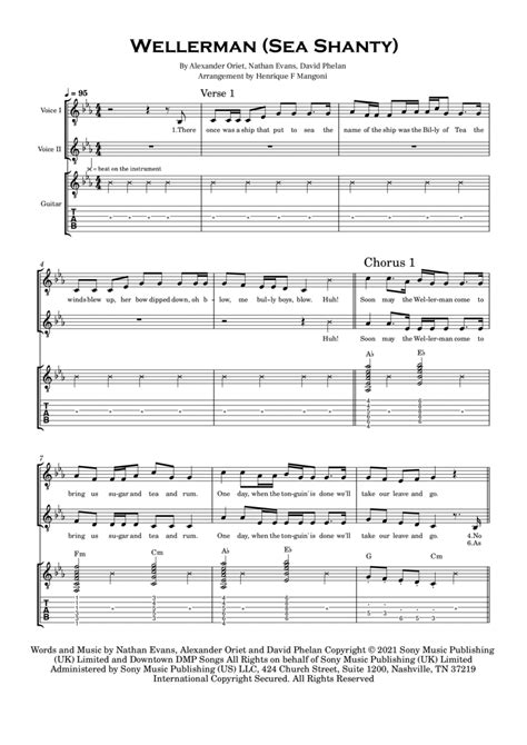 Wellerman Arr Henrique F Mangoni By Nathan Evans Sheet Music For 2