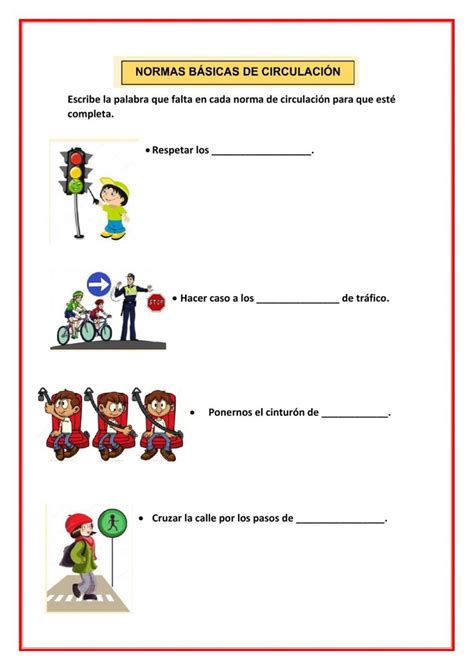 Normas de circulación worksheet Educacion vial para niños Educación