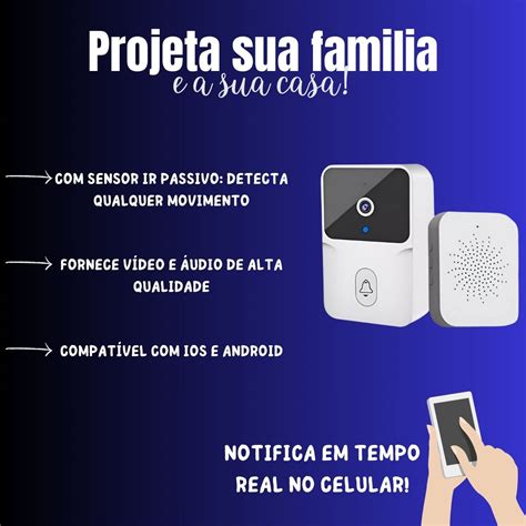 Campainha Residencial Interfone Inteligente Camera E Audio Wi Fi