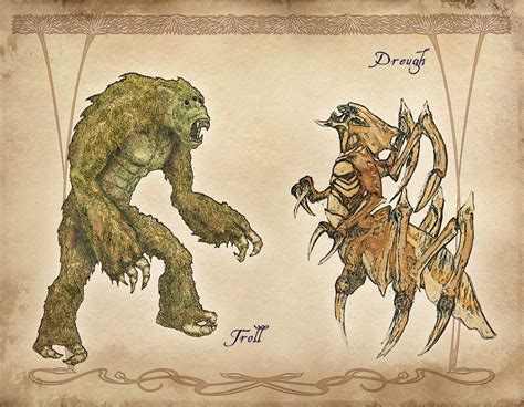 Oblivion Concept Art Troll And Dreugh Oblivion Elder Scrolls Iv