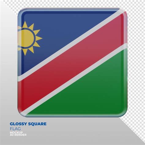 Bandera Cuadrada Brillante Con Textura 3d Realista De Namibia Archivo