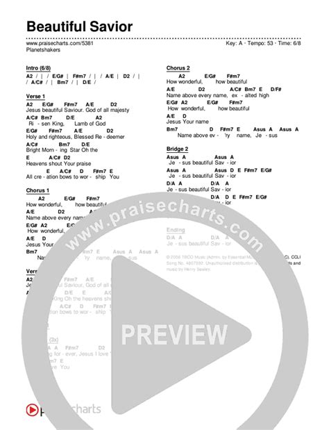 Beautiful Savior Chords Pdf Planetshakers Praisecharts