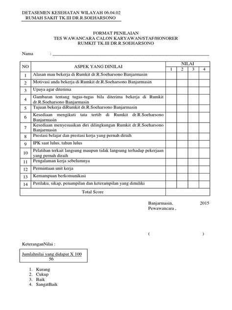 Format Penilaian Wawancara Pdf