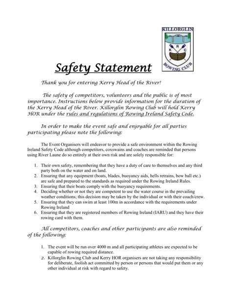 Safety Statement