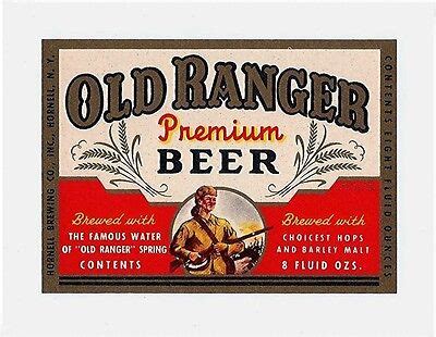 Old Ranger Premium Beer Bottle Label Hornell Brewing NY EBay