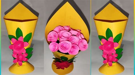 How To Make A Flower Vase At Home Easy Paper Flower Vase Simple