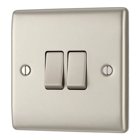 British General 10a 2 Way Double Pearl Nickel Light Switch