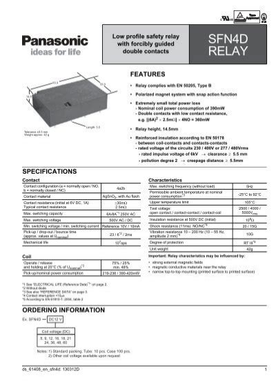 SFN4D Relay Catalog Panasonic Electric Works Europe AG