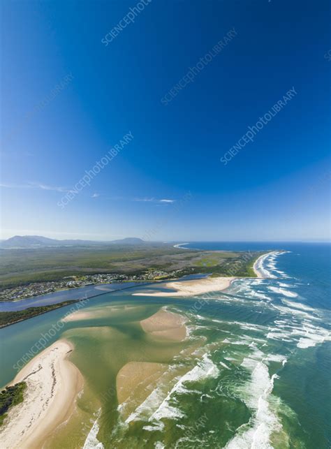 Aerial view of coastline near Manning River, Australia - Stock Image ...