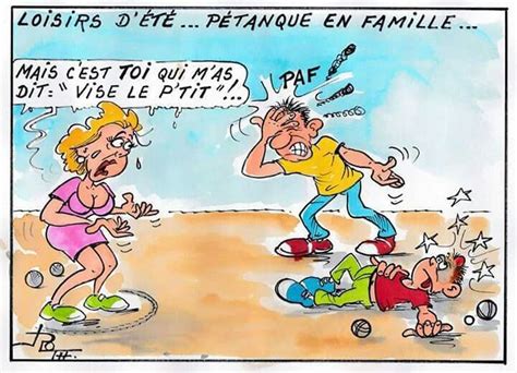 Pétanque en famille Blague de blonde Humour Dessin humour