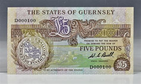 Lot British Banknote The States Of Guernsey Five Pounds C