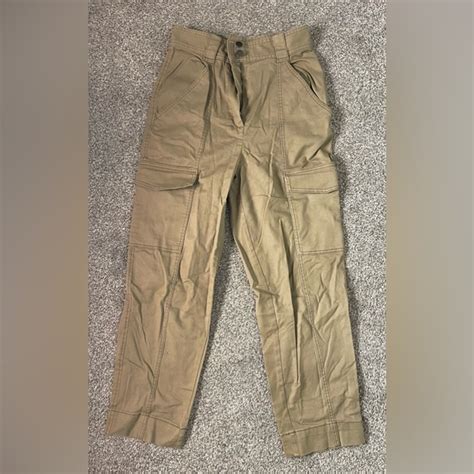 Handm Pants And Jumpsuits Hm High Waist Tan Cargo Pants Poshmark